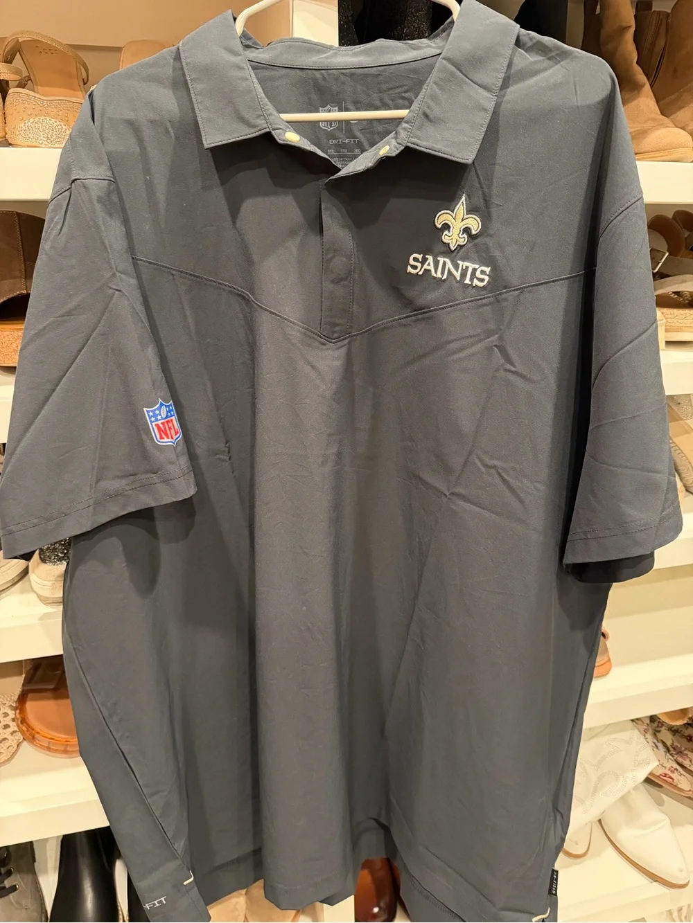 Nike New Orleans Saints Men's Gray Coaches Polo - NWOT